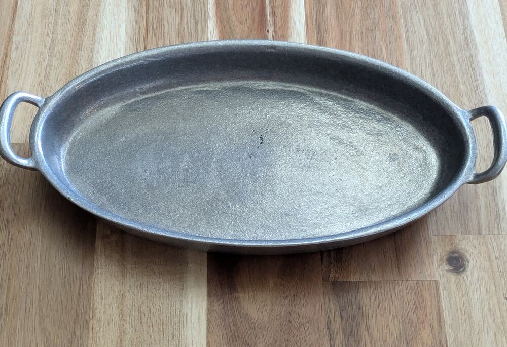 Vintage York Metalcrafters Pewter Oval Serving Dish Casserole Tray  Handles 12"